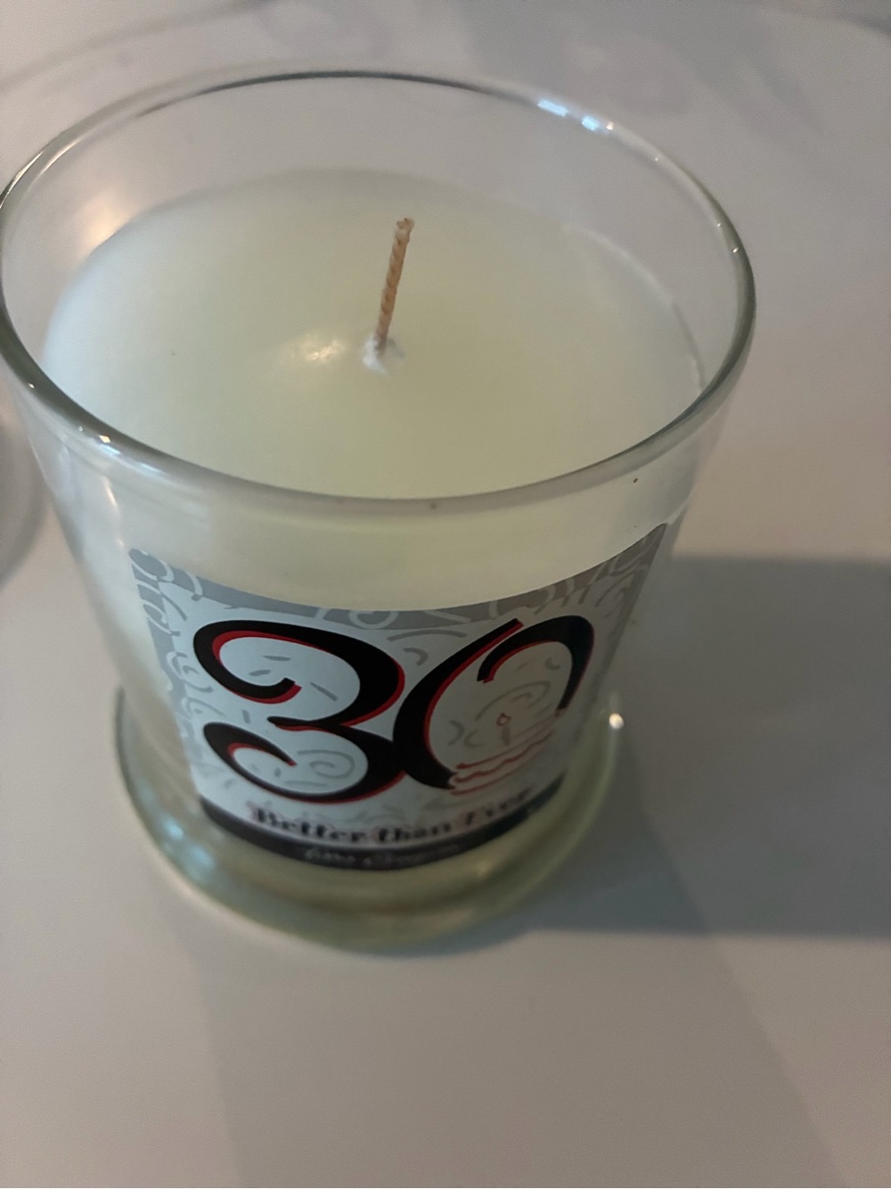 30th Birthday Scented Glass Candle - White
